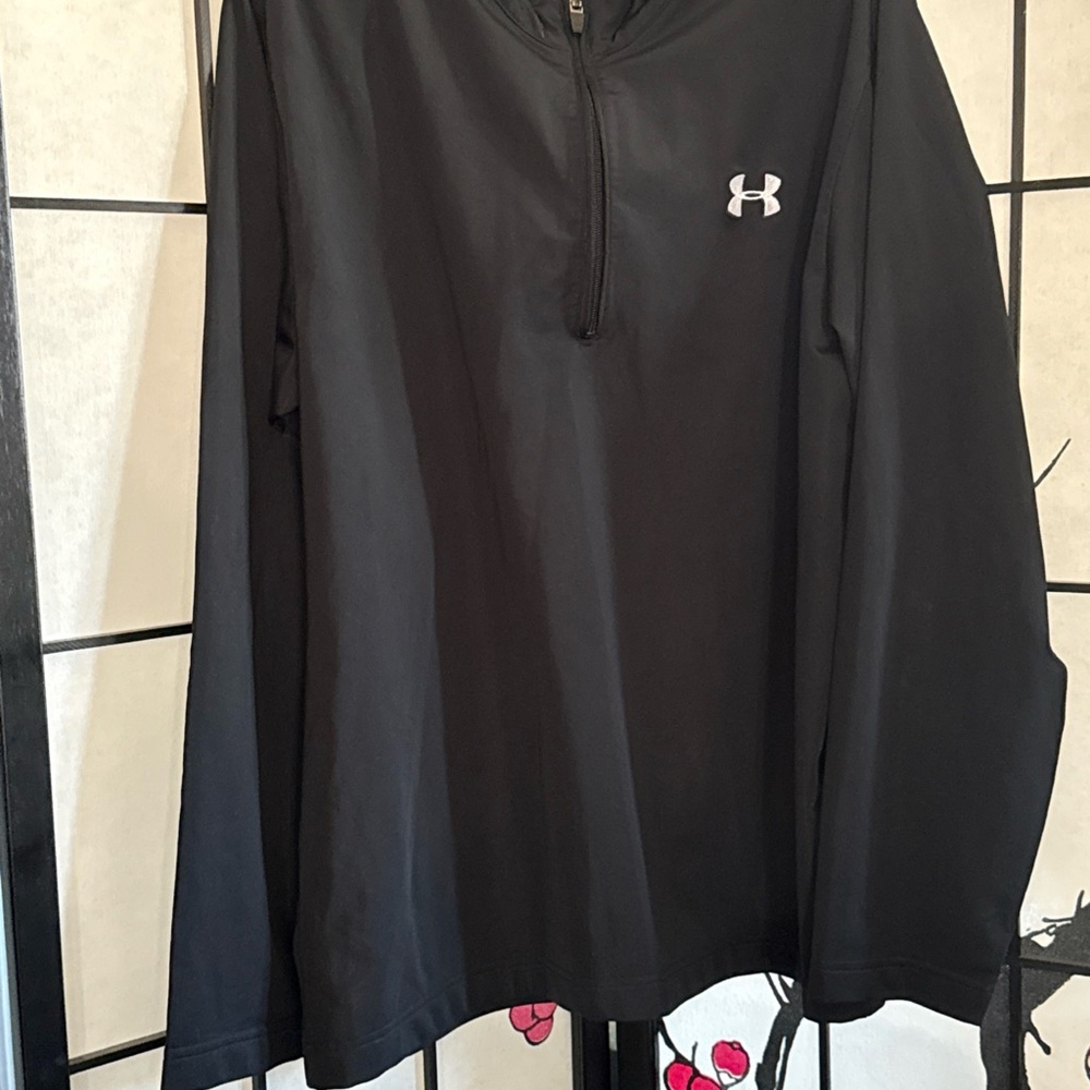 Under Armour Pullover Men LG Black Half Zip Workout Loose Cold Gear Solid
